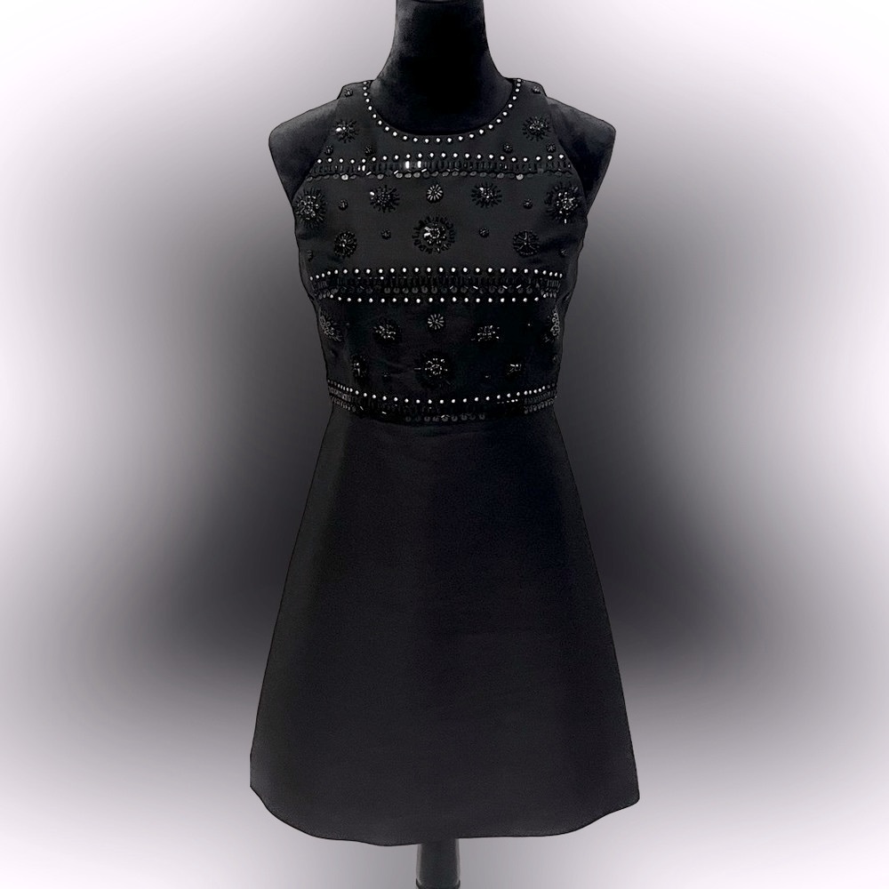 Kate Spade Black Embellished A-line Dress in Black | Size 4